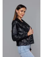 Černá bunda ramoneska s klopami model 18117116 - J.STYLE Černá bunda ramoneska s klopami model 18117116 - J.STYLE