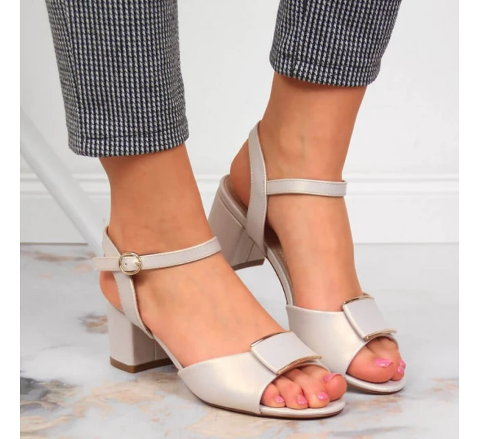 Sergio Leone W SK139F béžové sandály na vysokém jehlovém podpatku