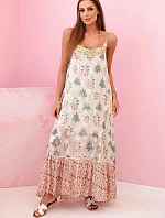 Dámské šaty na ramínka ze světlé viskózy růžový