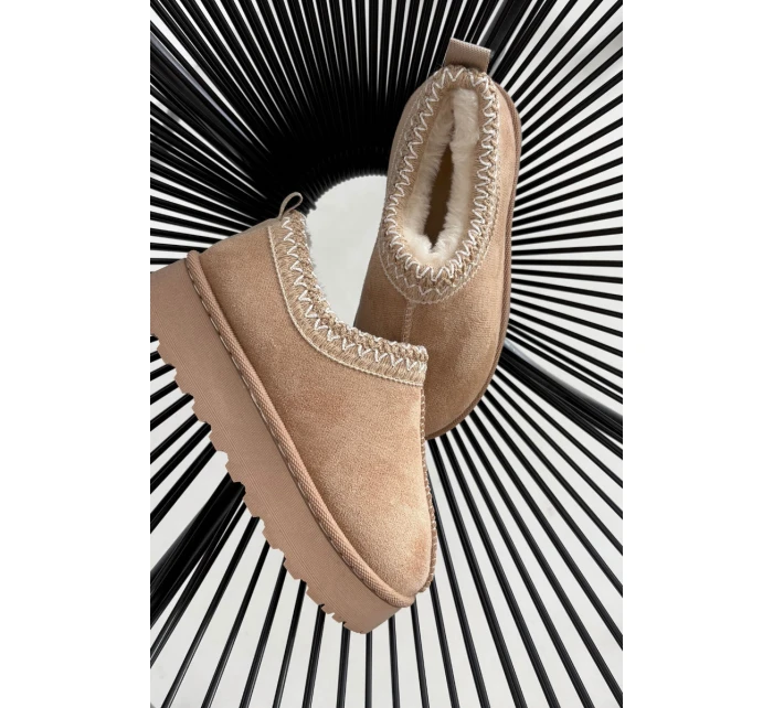 Dětské sněhule s výšivkou béžové Prina Dětské sněhule s výšivkou béžové Prina