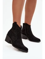 Dámské otevřené kotníkové boty na podpatku Černé model 21713481 Černé - S.Barski