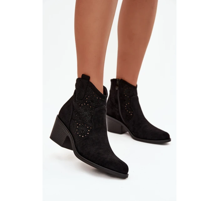 Dámské otevřené kotníkové boty na podpatku Černé model 21713481 Černé - S.Barski