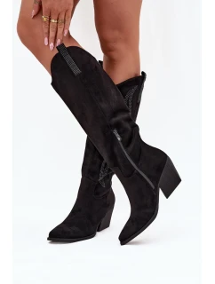 Dámské kozačky na podpatku LG-129 Černá - Stephan Paris