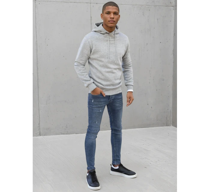 Pánská mikina s kapucí světle šedá model 21966689 - Dstreet Pánská mikina s kapucí světle šedá model 21966689 - Dstreet