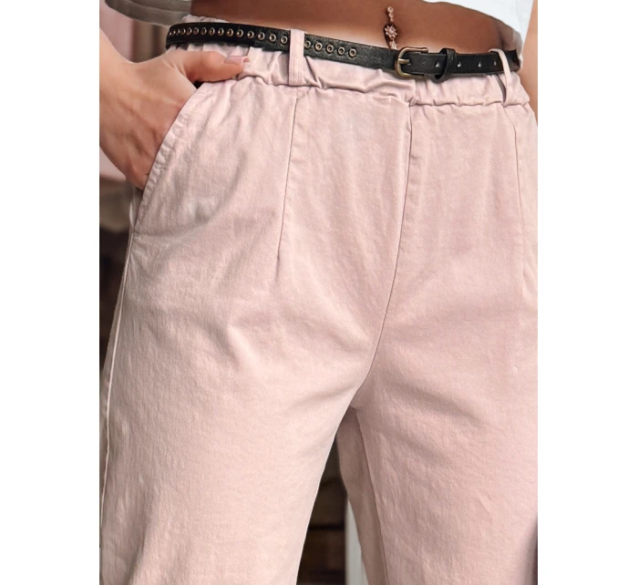 Dámské chinos kalhoty s páskem RELCIX růžové FashionStreet UY2583
