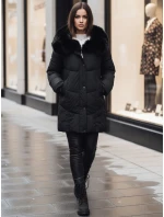 Dámská zimní bunda dlouhá prošívaná s kapucí černá Dstreet model 21995479 - FashionStreet