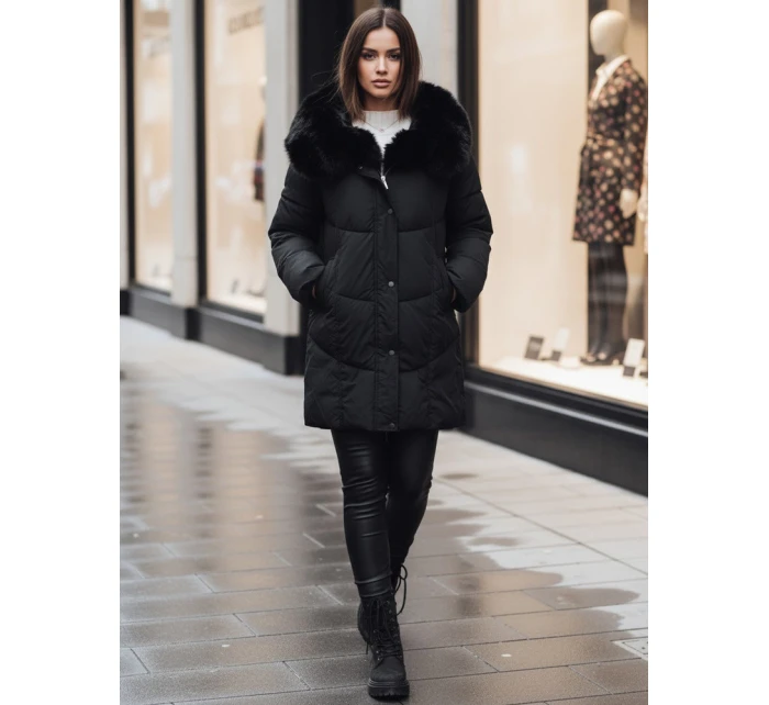 Dámská zimní bunda dlouhá prošívaná s kapucí černá Dstreet model 21995479 - FashionStreet