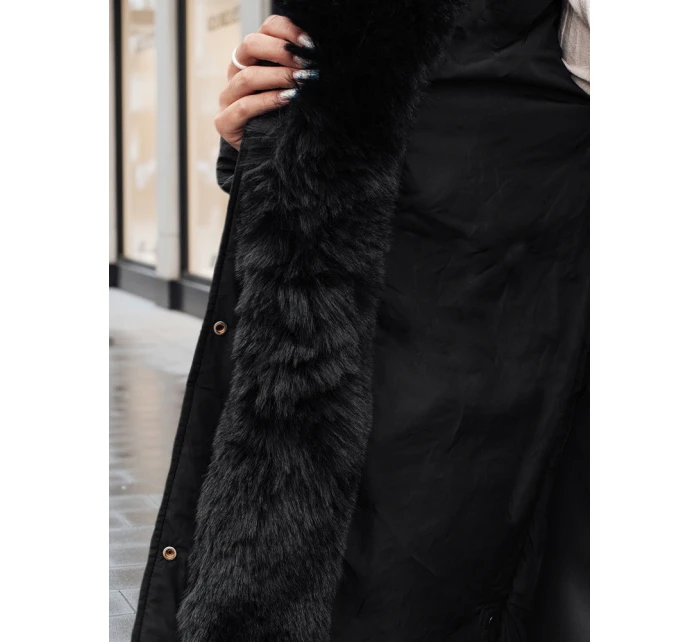 Dámská zimní bunda dlouhá prošívaná s kapucí černá Dstreet model 21995479 - FashionStreet