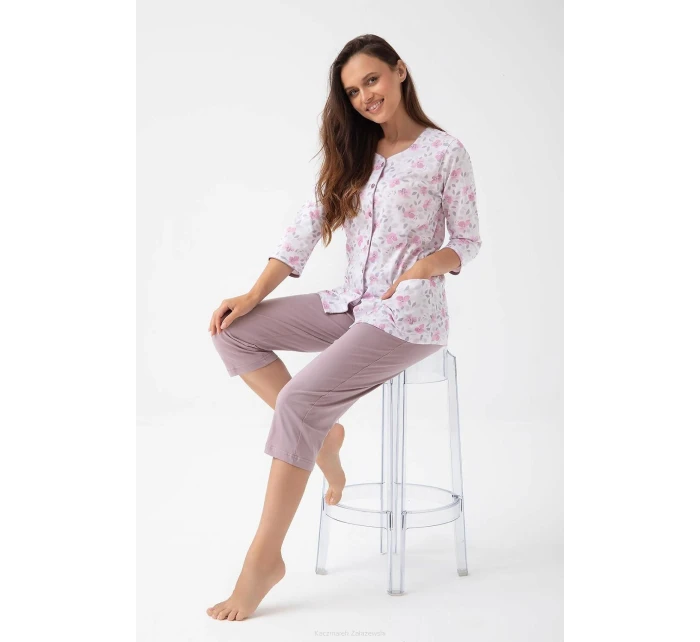 Pyžamo Luna 388 3/4 3XL Z25/26 dámské rozepínací