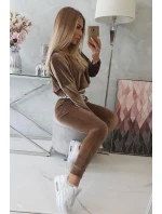 Velurová souprava s kapucí hnědá