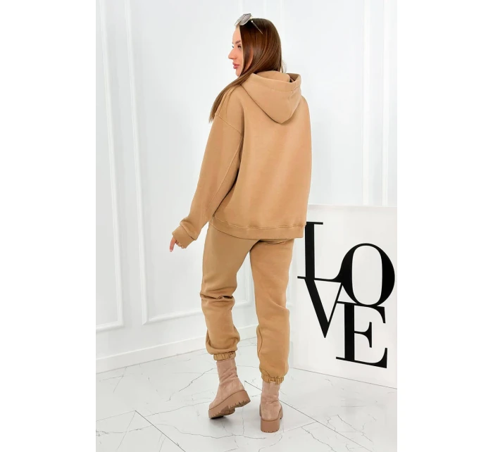 Izolovaná bavlněná souprava, mikina + kalhotami Brooklyn Velbloud