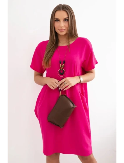 Šaty s kapsami a přívěskem fuchsie Šaty s kapsami a přívěskem fuchsie