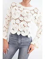 Dámský letní krajkový svetr s knoflíky a dlouhým rukávem černý