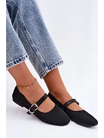 Textilní baleríny s páskem a přezkou Jelisa