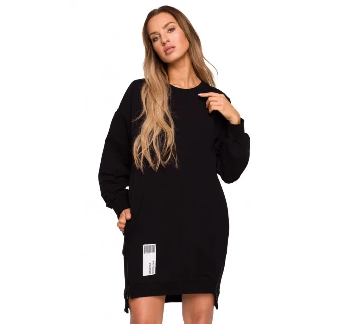 M676 Svetrová tunika se zipy - černá