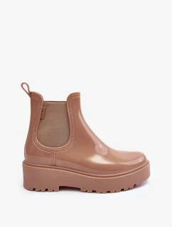 Lakované kožené boty na platformě Big Star Béžová