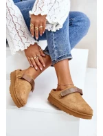 Dámské Zateplené Pantofle s Kožešinou na Platformě Camel Azida Dámské Zateplené Pantofle s Kožešinou na Platformě Camel Azida