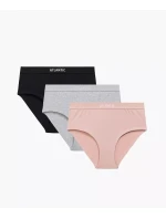 Dámské kalhotky 3PACK Maxi Sport 3CLP-009 Černá/šedá/pudr růžová - Atlantic