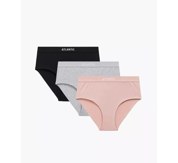 Dámské kalhotky 3PACK Maxi Sport 3CLP-009 Černá/šedá/pudr růžová - Atlantic