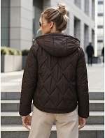 Kurtka damska przejściowa pikowana z kapturem brązowa model 22102043 - FashionStreet