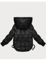 Černá bunda pro přechodné období se stahovacími boky model 21756259 - S'WEST Černá bunda pro přechodné období se stahovacími boky model 21756259 - S'WEST