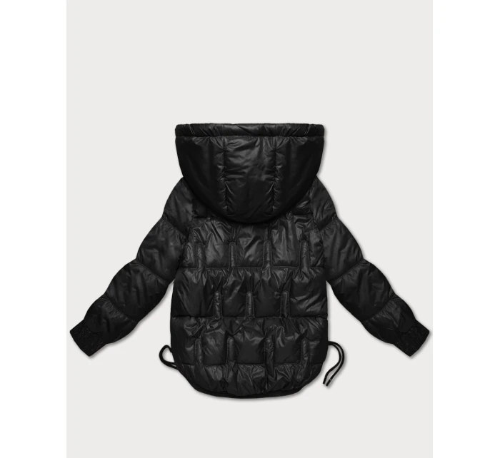 Černá bunda pro přechodné období se stahovacími boky model 21756259 - S'WEST Černá bunda pro přechodné období se stahovacími boky model 21756259 - S'WEST