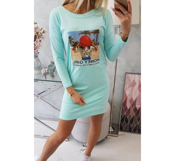 Šaty s mátovým potiskem Honey girl