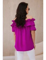 Španělská halenka s ozdobným volánem tmavě fialová Španělská halenka s ozdobným volánem tmavě fialová