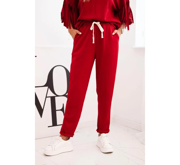 Dámská souprava máslová s třásněmi na rukávech bordó Dámská souprava máslová s třásněmi na rukávech bordó