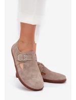 Semišové Polobotky Dámské S Přezkou  Béžové model 21703098 - Zazoo