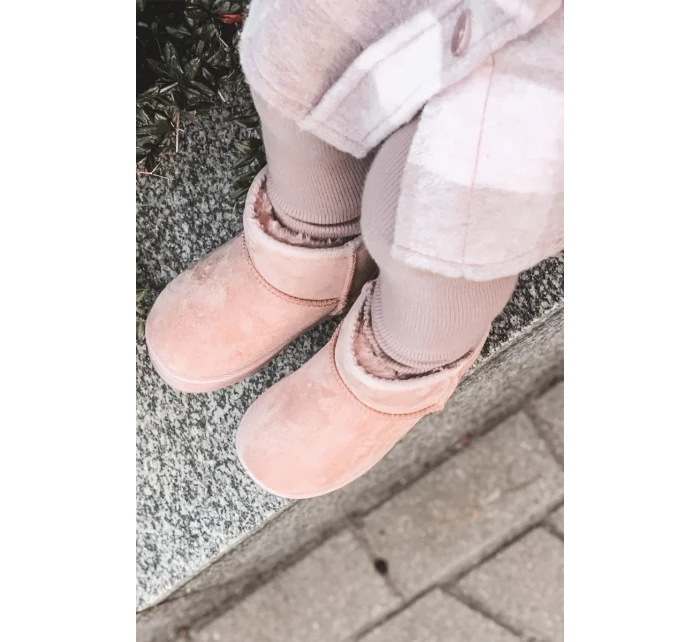 Dětské Teplé Sněhule Semišové Růžové Gooby Dětské Teplé Sněhule Semišové Růžové Gooby