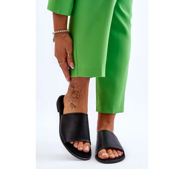 Dámské kožené hladké pantofle černe Cerise Dámské kožené hladké pantofle černe Cerise