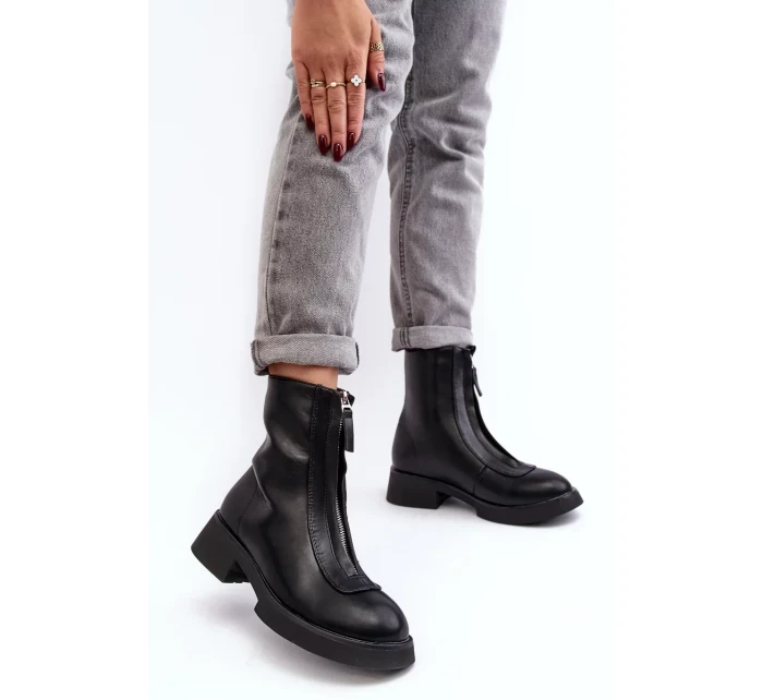 Dámské ploché kozačky se zipem černá Elkasa Dámské ploché kozačky se zipem černá Elkasa