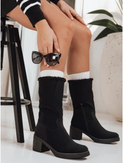 Dámské semišové kozačky na podpatku černé Dstreet model 21994307 - FashionStreet