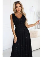 Večerní dlouhé šaty s  a hlubokým výstřihem černé model 21422851 - numoco basic