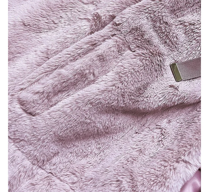 Krátká růžová dámská kožešinová bunda (B8050-81)