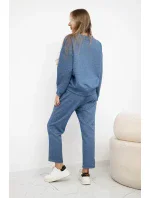 Komplet máslová látka teplákové + kalhoty džínový melír Komplet máslová látka teplákové + kalhoty džínový melír