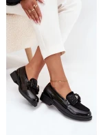 Lakované Dámské Mokasíny S Mašlí S.Barski HY51-319 Černé