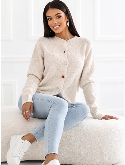 Sweter IR SW model 22550386 jasny beżowy - FPrice Sweter IR SW model 22550386 jasny beżowy - FPrice