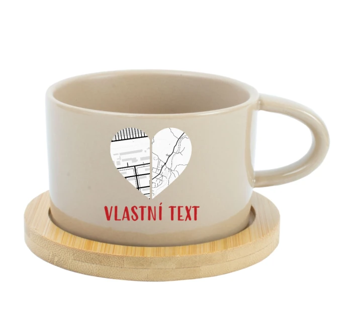 Personalizovaný keramický hrníček Makronka - dvě mapy jako srdce