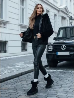 Dámský krátký kabát ELMIRIS černý kožich FashionStreet TY4995