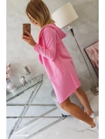 Volná bunda s kapucí růžová