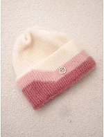 Dámská čepice beanie žebrovaná s ozdobou béžová+tmavě růžová Dámská čepice beanie žebrovaná s ozdobou béžová+tmavě růžová