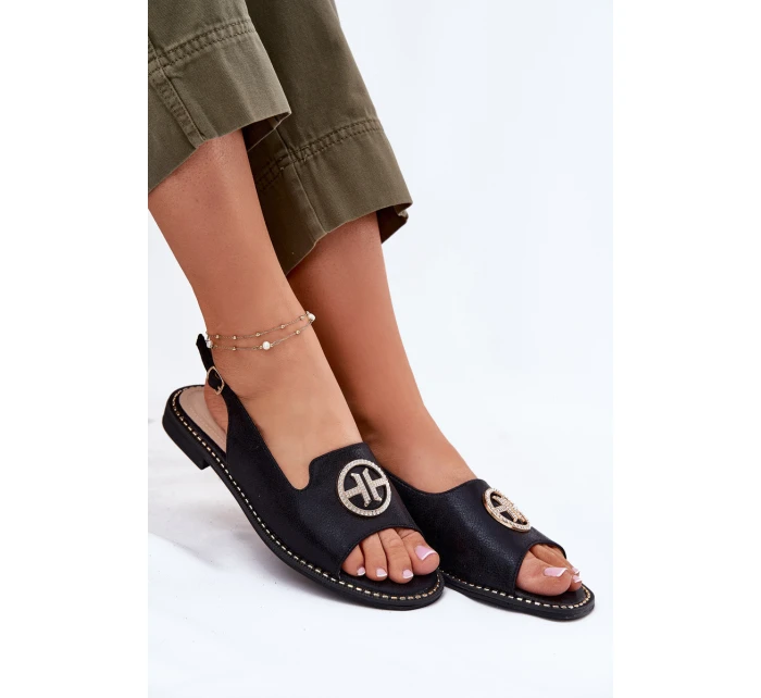 Dámské Sandály Na Plochém Podpatku S Ozdobou model 21698199 Černé - S.Barski