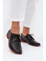 Dámské kožené elegantní šněrovací polobotky model 21707319 Černé - Zazoo