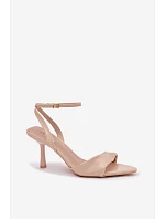 Dámské sandály na podpatku z eko kůže béžové model 22092092 - Boto