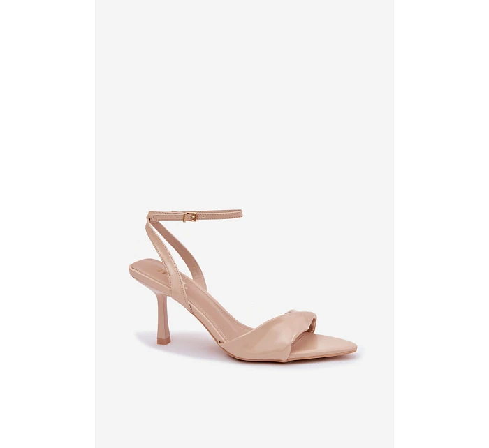 Dámské sandály na podpatku z eko kůže béžové model 22092092 - Boto