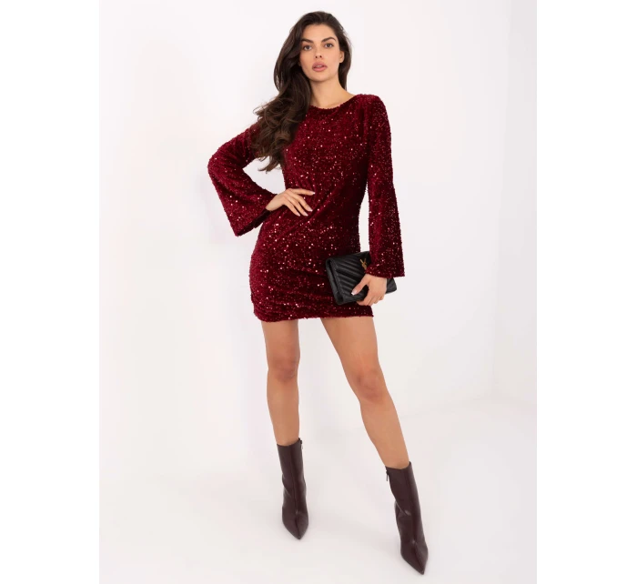 Sukienka IT SK model 21724655 bordowy - FPrice Sukienka IT SK model 21724655 bordowy - FPrice