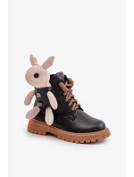 Kožené Zateplené Dětské Kotníkové Boty Na Zip S Medvídkem Vinceza Černé Kožené Zateplené Dětské Kotníkové Boty Na Zip S Medvídkem Vinceza Černé