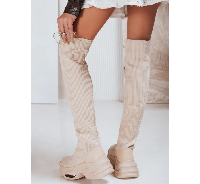 FashionStreet béžové dámské ponožkové boty ZY1322 FashionStreet béžové dámské ponožkové boty ZY1322